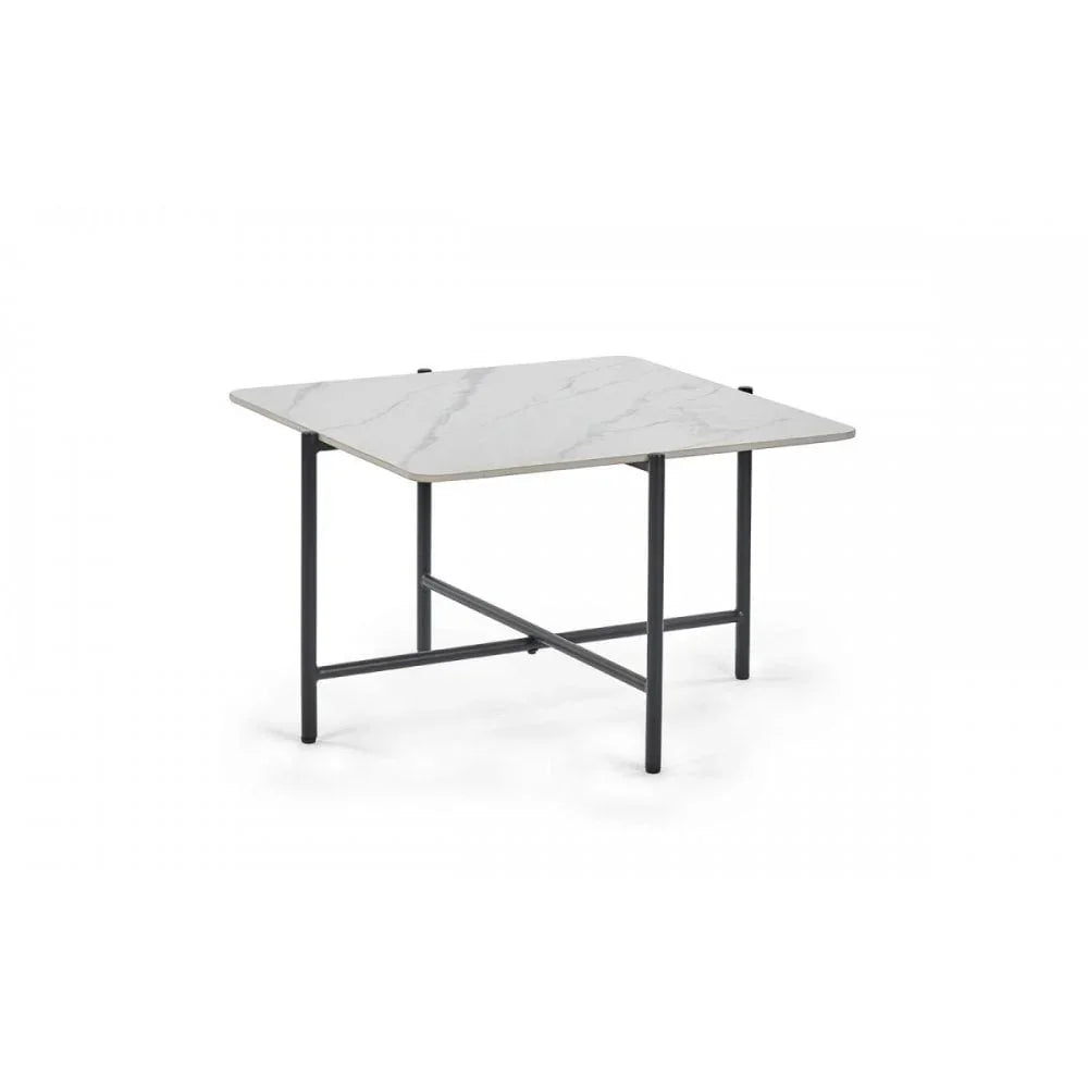 Siena White Marbled Sintered Stone Square Coffee Table