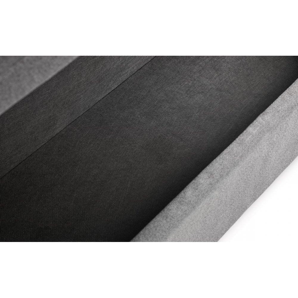 Grey fabric ottoman storage bed interior compartment closeup