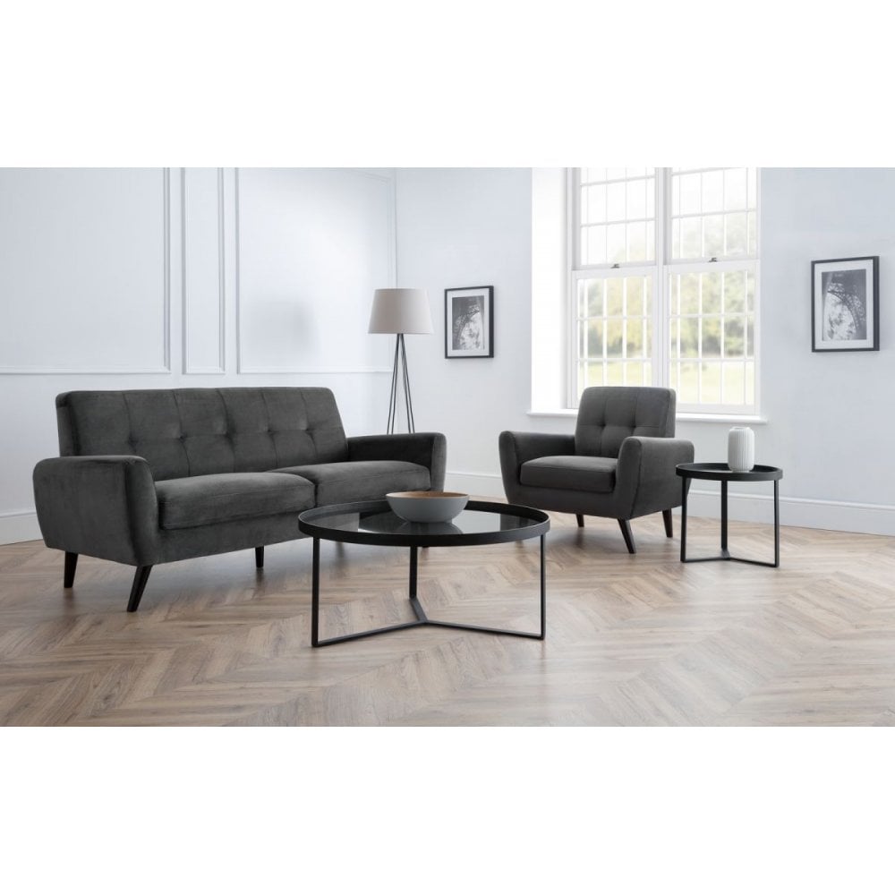 Monza 3 Seater Compact Retro Sofa - Grey