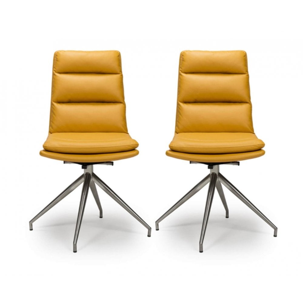 Nobo Swivel Chair Brushed Steel Ochre(sold in 2's)
