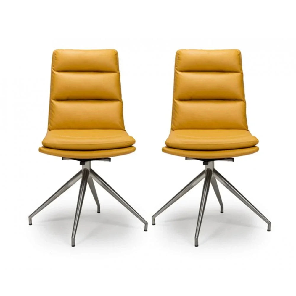 Nobo Swivel Chair Brushed Steel Ochre(sold in 2's)