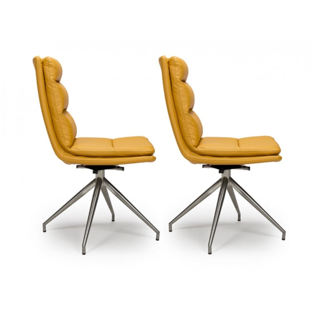 Nobo Swivel Chair Brushed Steel Ochre(sold in 2's)