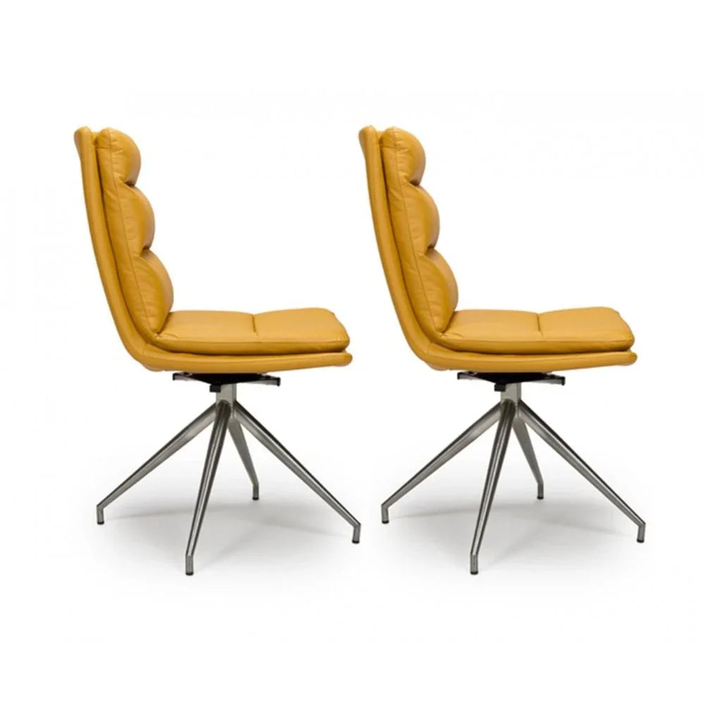 Nobo Swivel Chair Brushed Steel Ochre(sold in 2's)