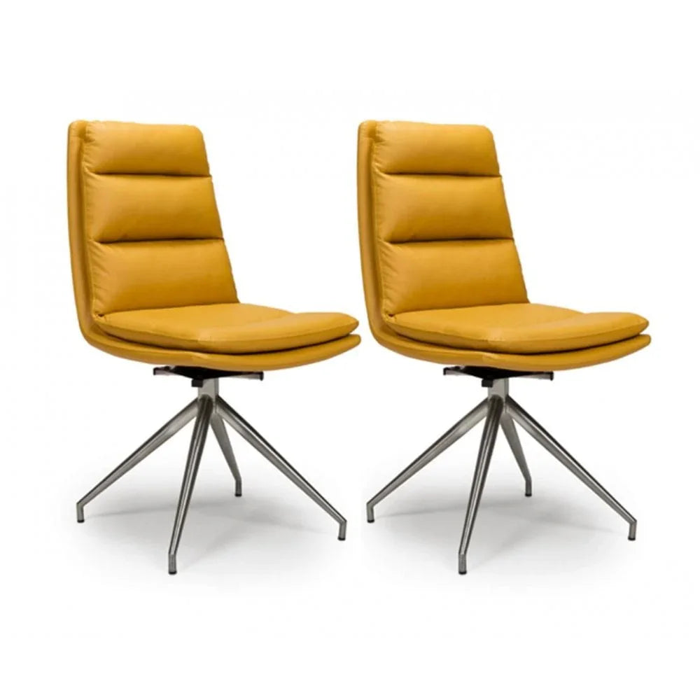 Nobo Swivel Chair Brushed Steel Ochre(sold in 2's)
