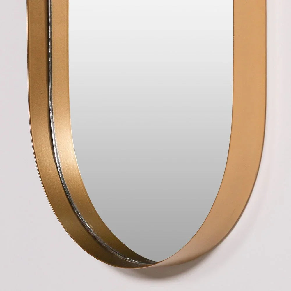 75cm Gold Slim Oval Wall Mirror
