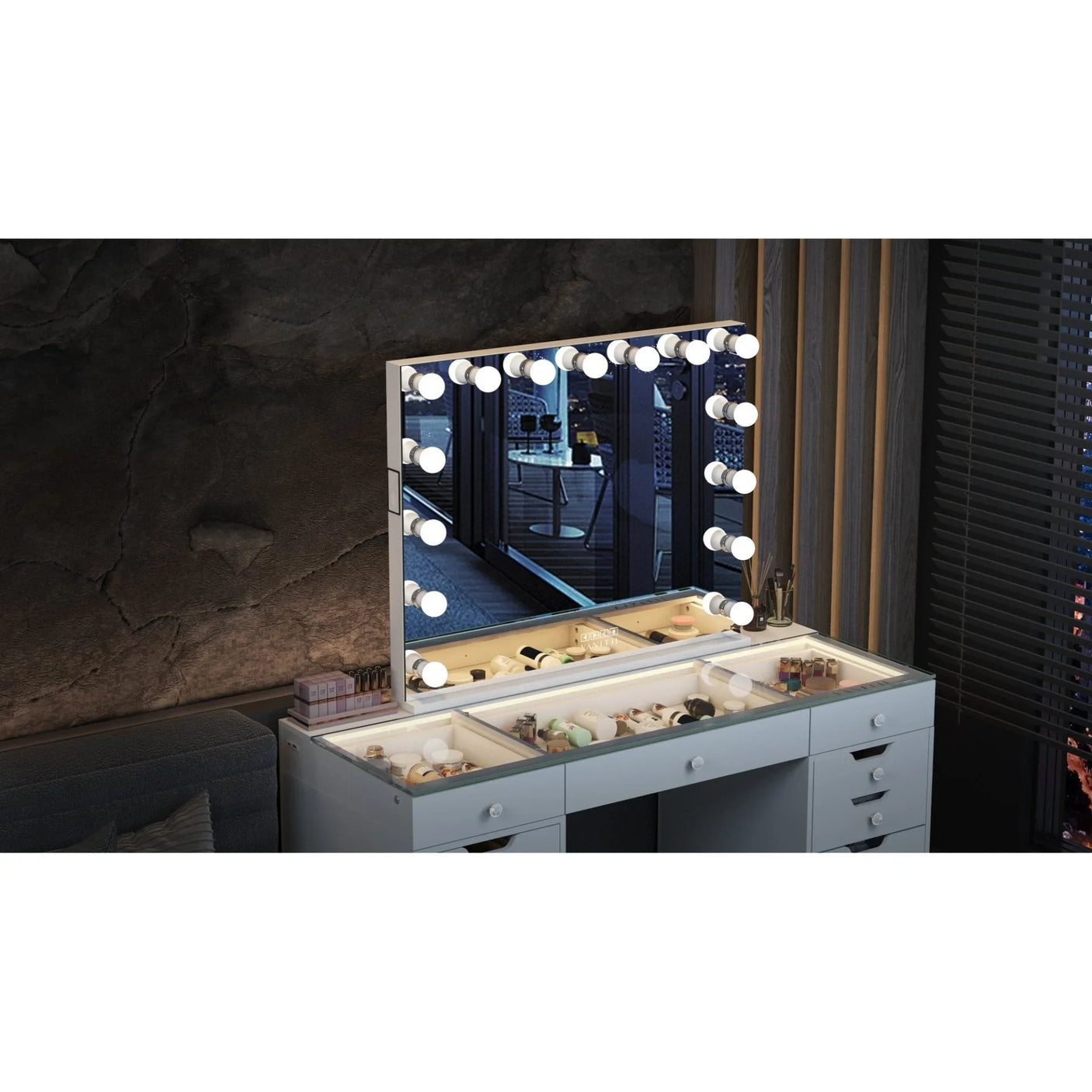 Vanity Station with Hollywood Mirror