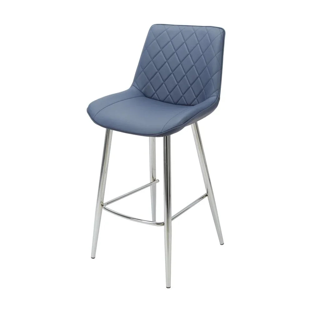 Silvia Bar Stool Blue - Chrome Legs Seat Height 720mm