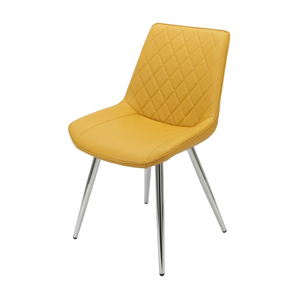 Silvia Dining Chair Yellow - Chrome Legs