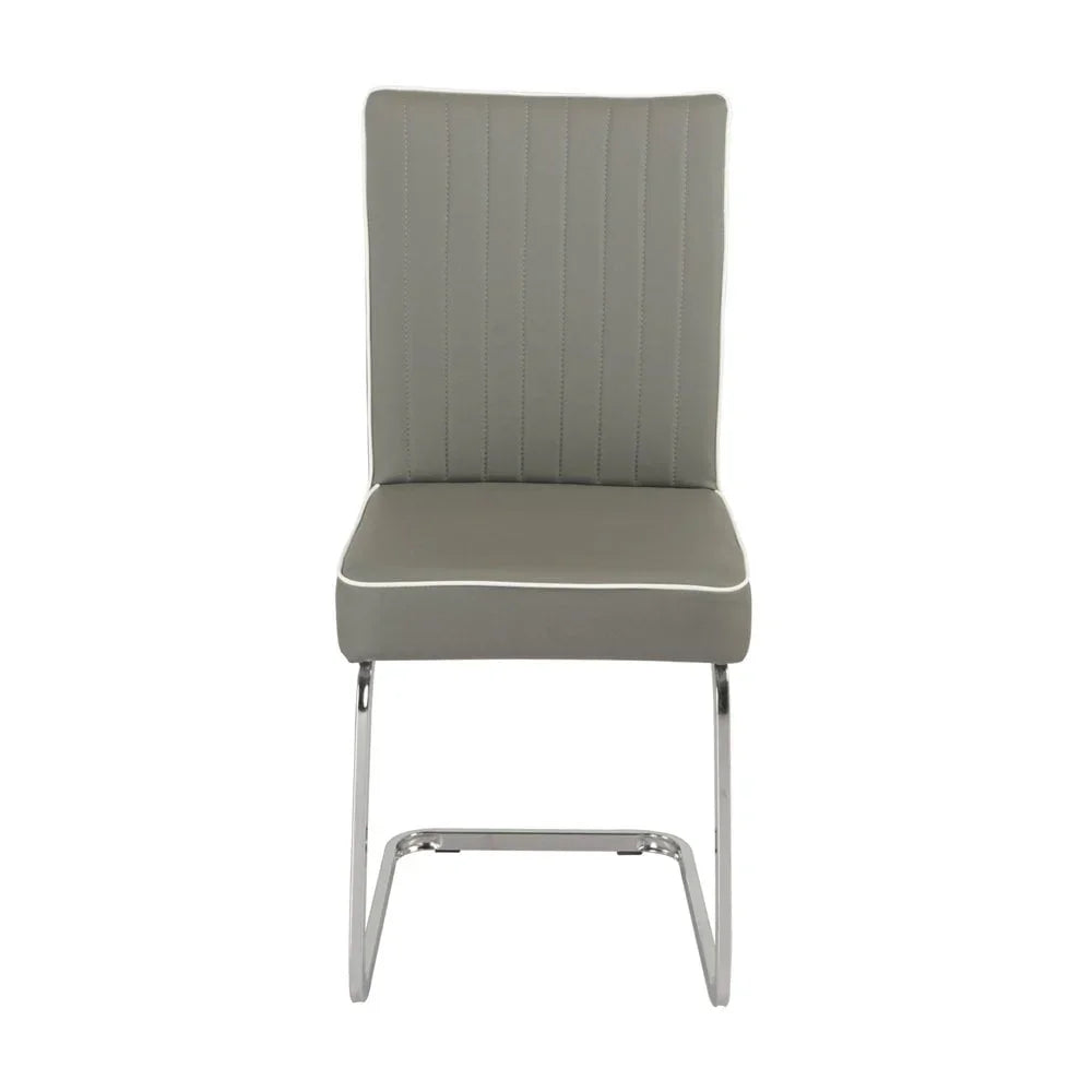 Bamberg Grey Dining Chair - White piping