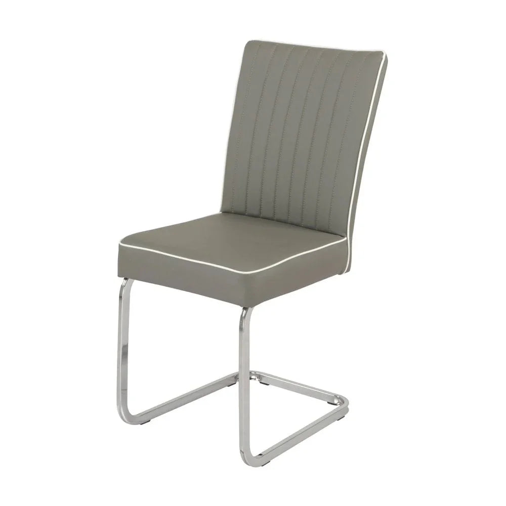 Bamberg Grey Dining Chair - White piping
