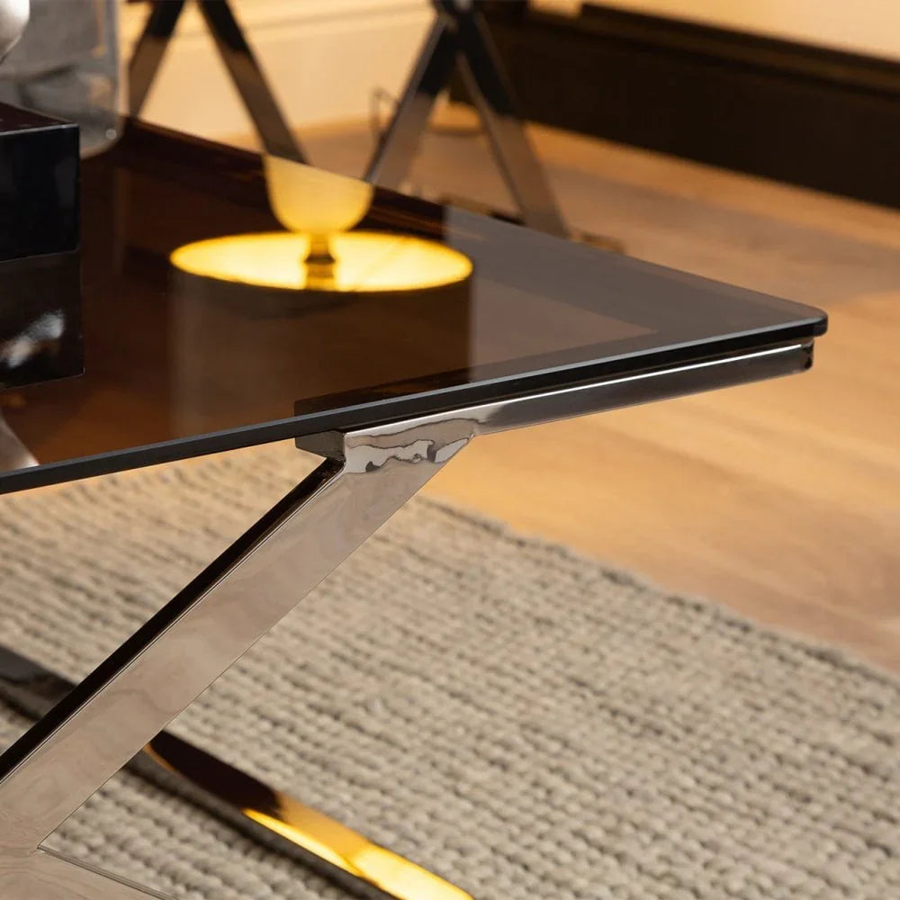 Axel Grey Gunmetal Coffee Table with Smoke Glass- 2 Parts