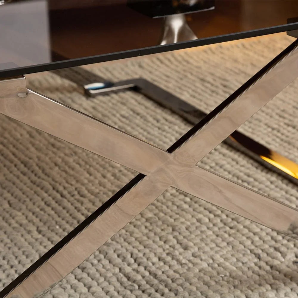 Axel Grey Gunmetal Coffee Table with Smoke Glass- 2 Parts