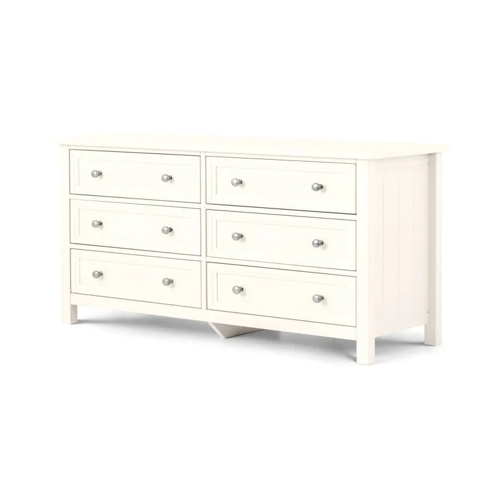 Maine 6 Drawer Wide Chest - Surf White
