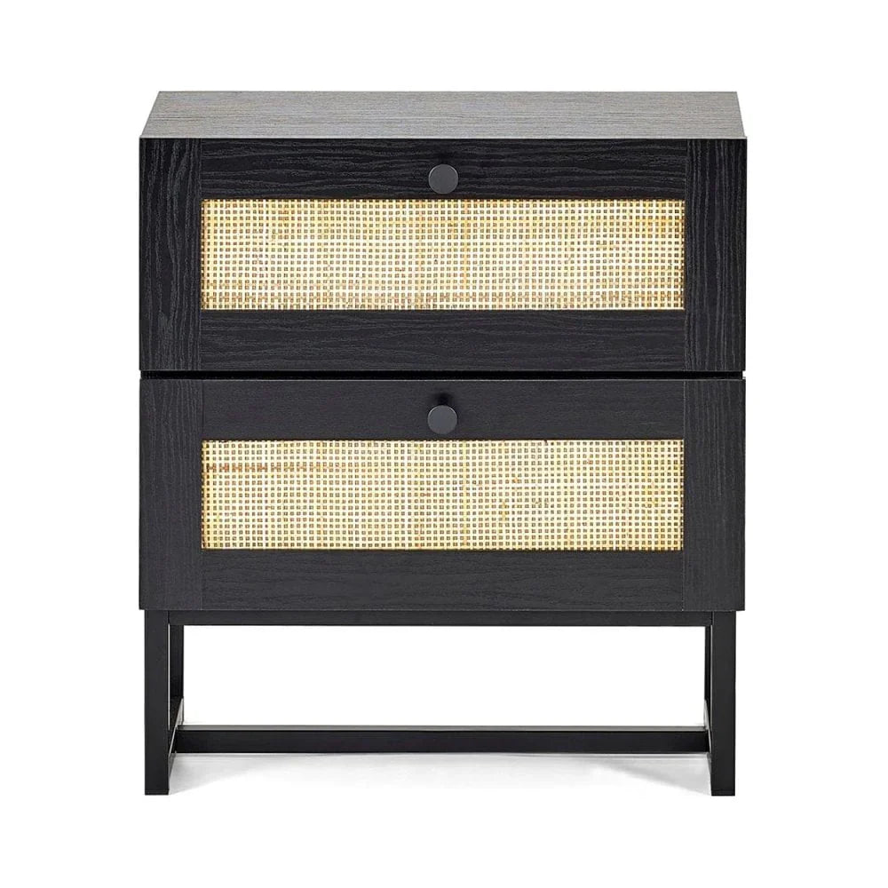 Padstow 2 Drawer Bedside - Black