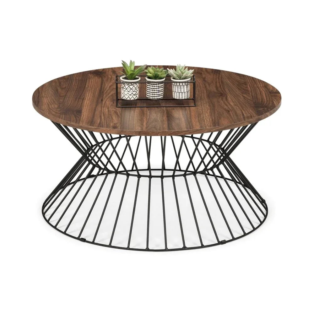 Jersey Round Wire Coffee Table - Walnut