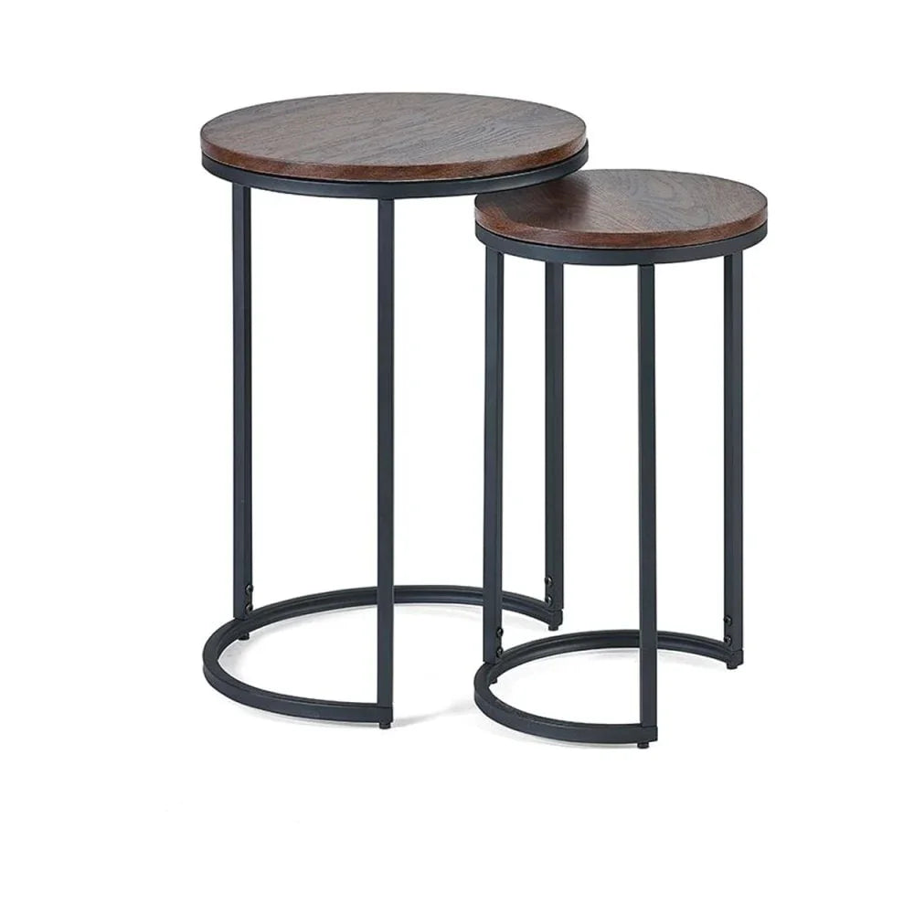 Tribeca Round Nesting Side Tables Walnut