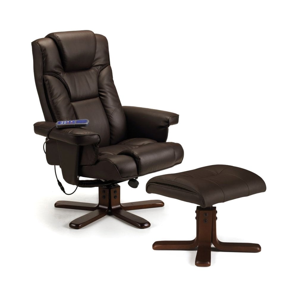 Malmo Massage Recliner & Stool Brown