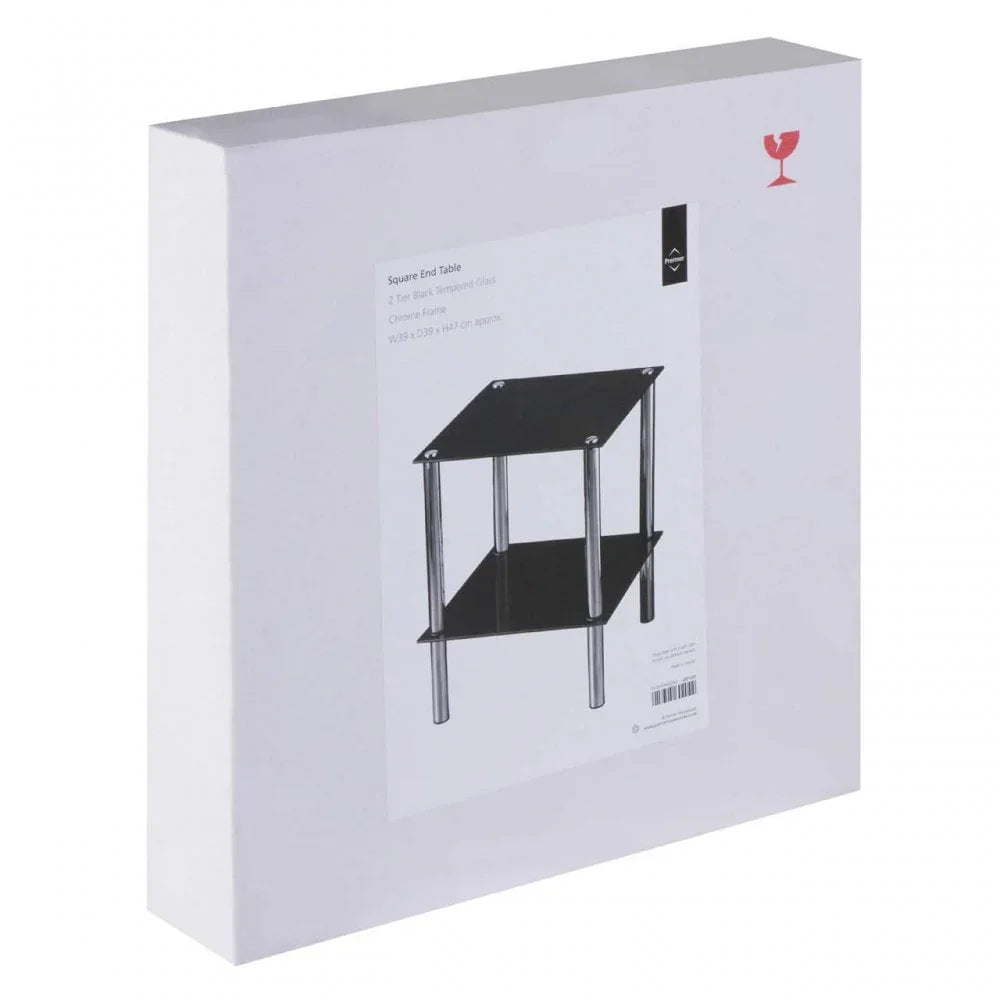 Alden 2 Tier Black Glass End Table