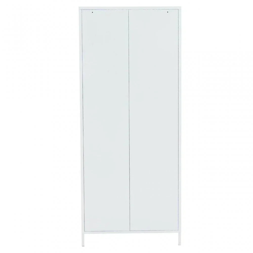 White wardrobe with double doors and minimal frame, full frontal view