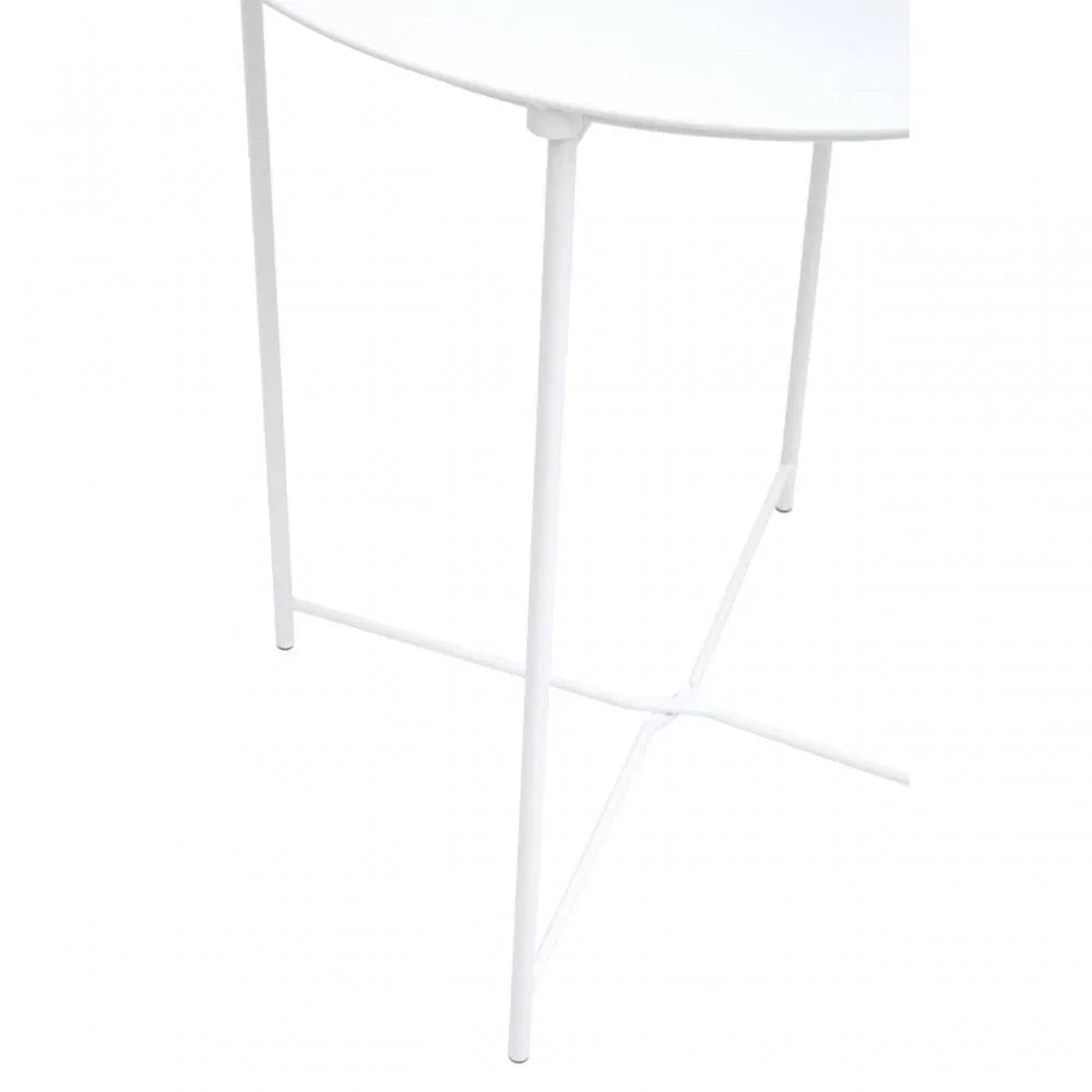 Bronzo Round White Side Table