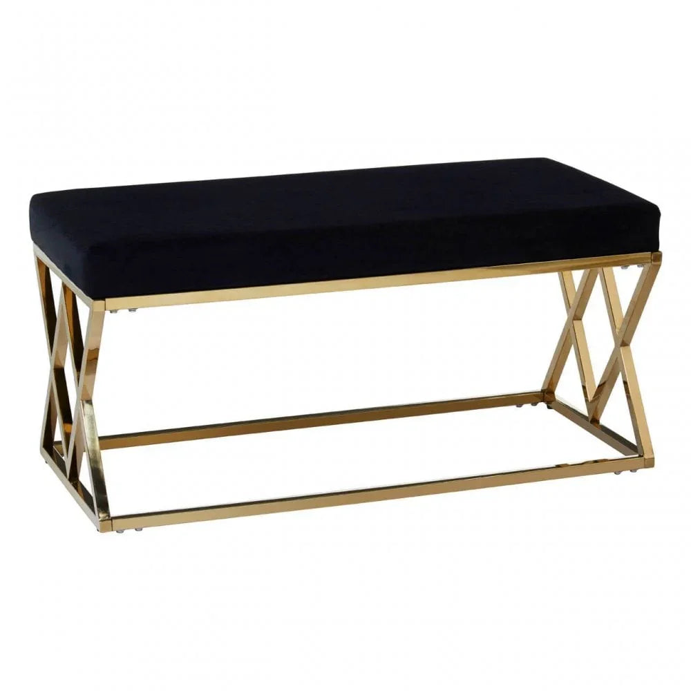 Inspire Black Gold Finish Cross Frame Bench