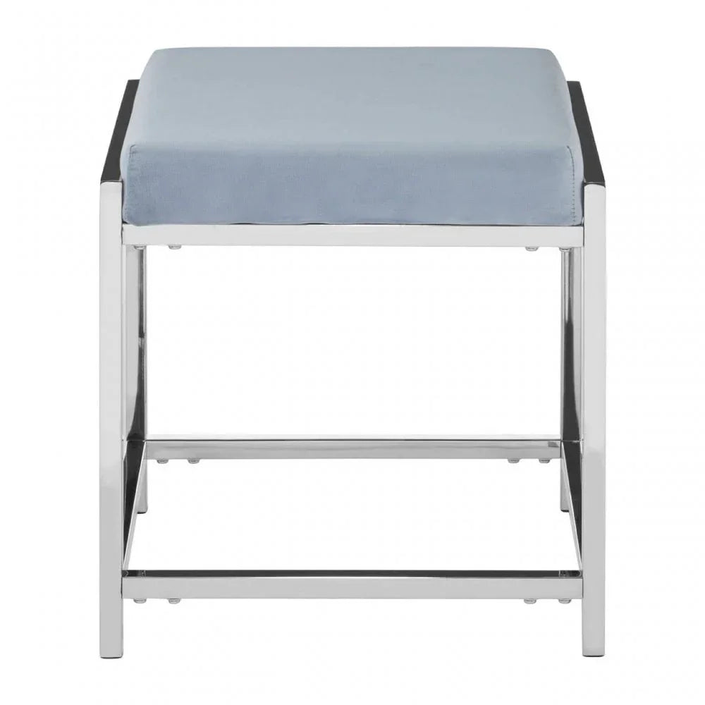 Inspire Powder Blue Velvet And Silver Stool
