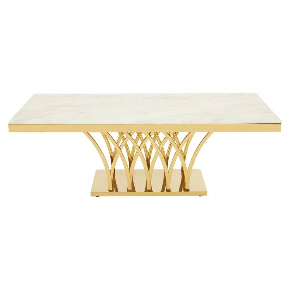 Lavello White Marble And Titan Gold Coffee Table
