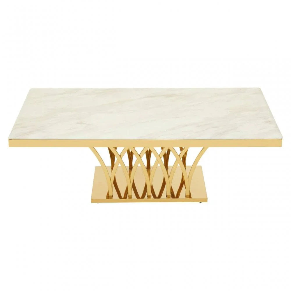 Lavello White Marble And Titan Gold Coffee Table