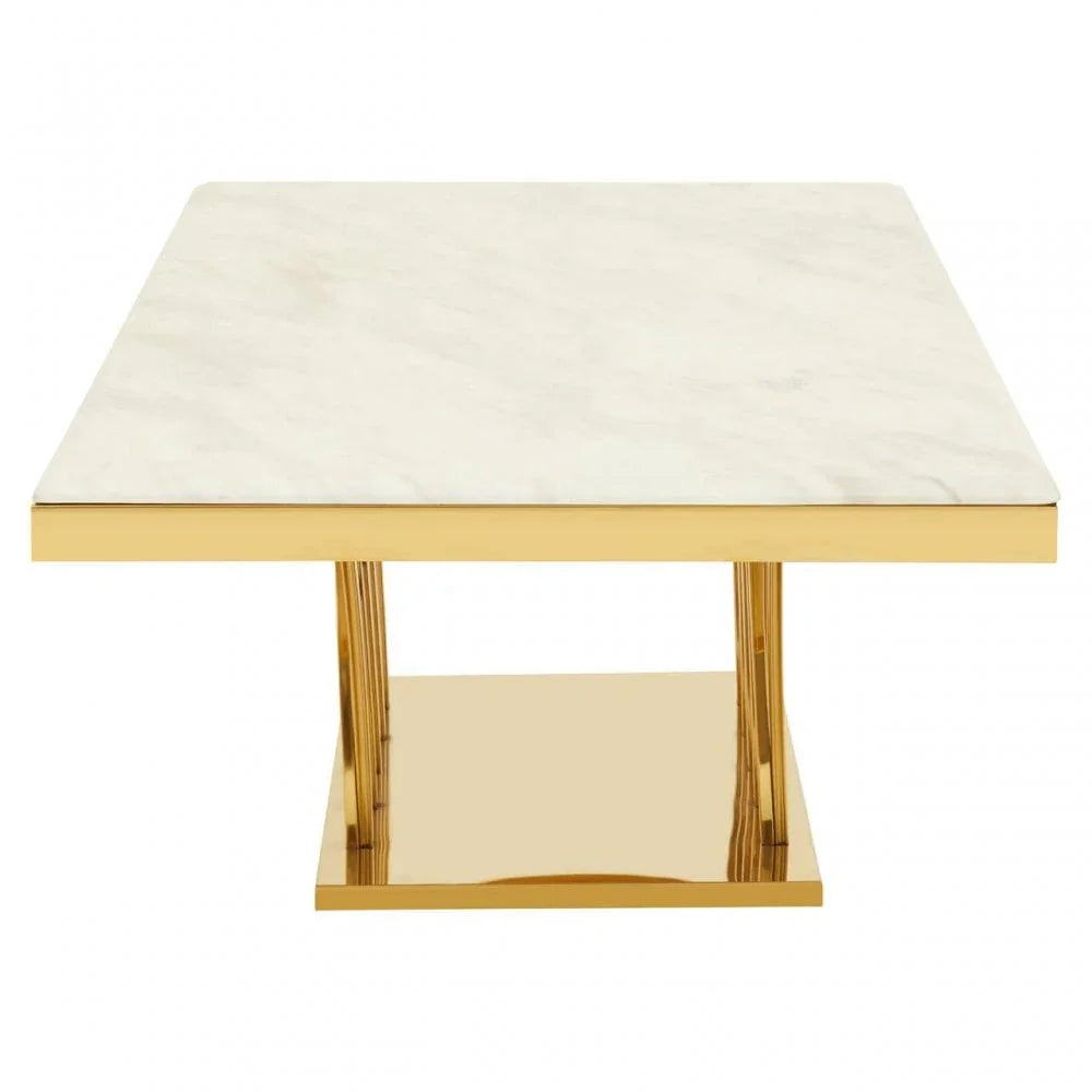 Lavello White Marble And Titan Gold Coffee Table