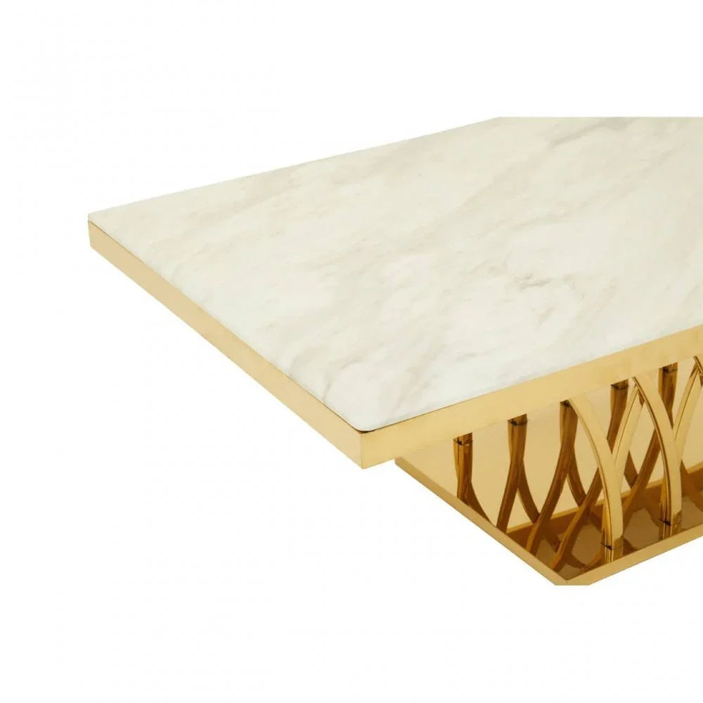 Lavello White Marble And Titan Gold Coffee Table