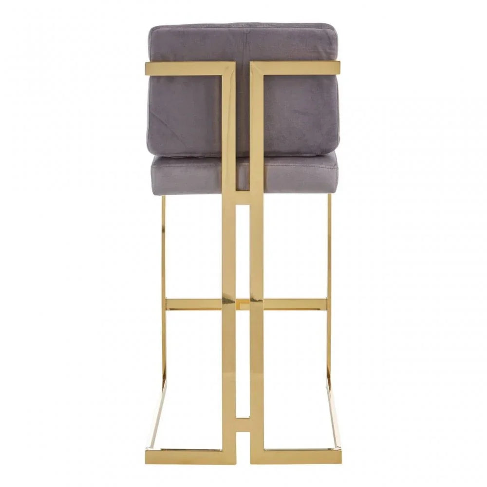 Flora Grey Velvet Bar Stool