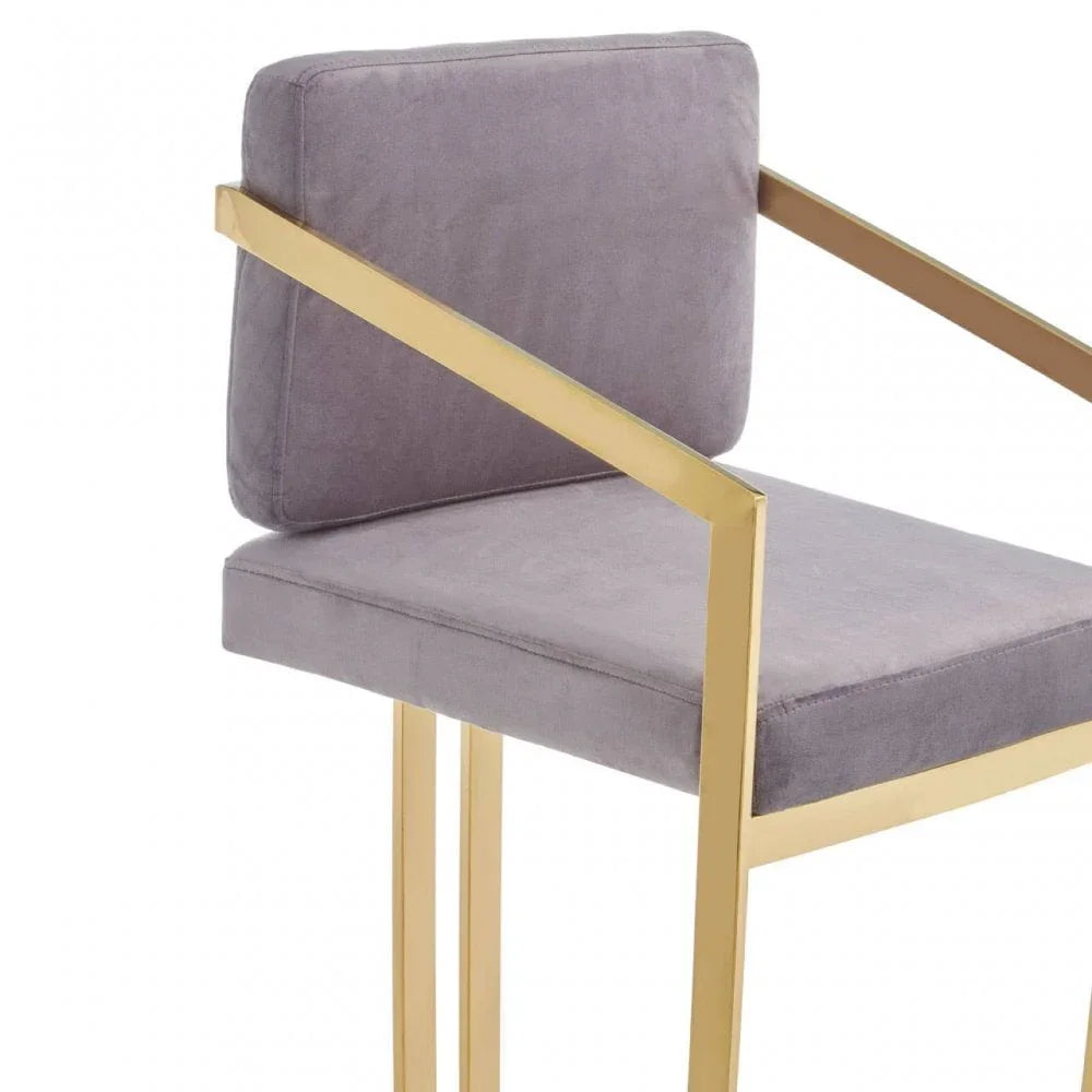 Flora Grey Velvet Bar Stool