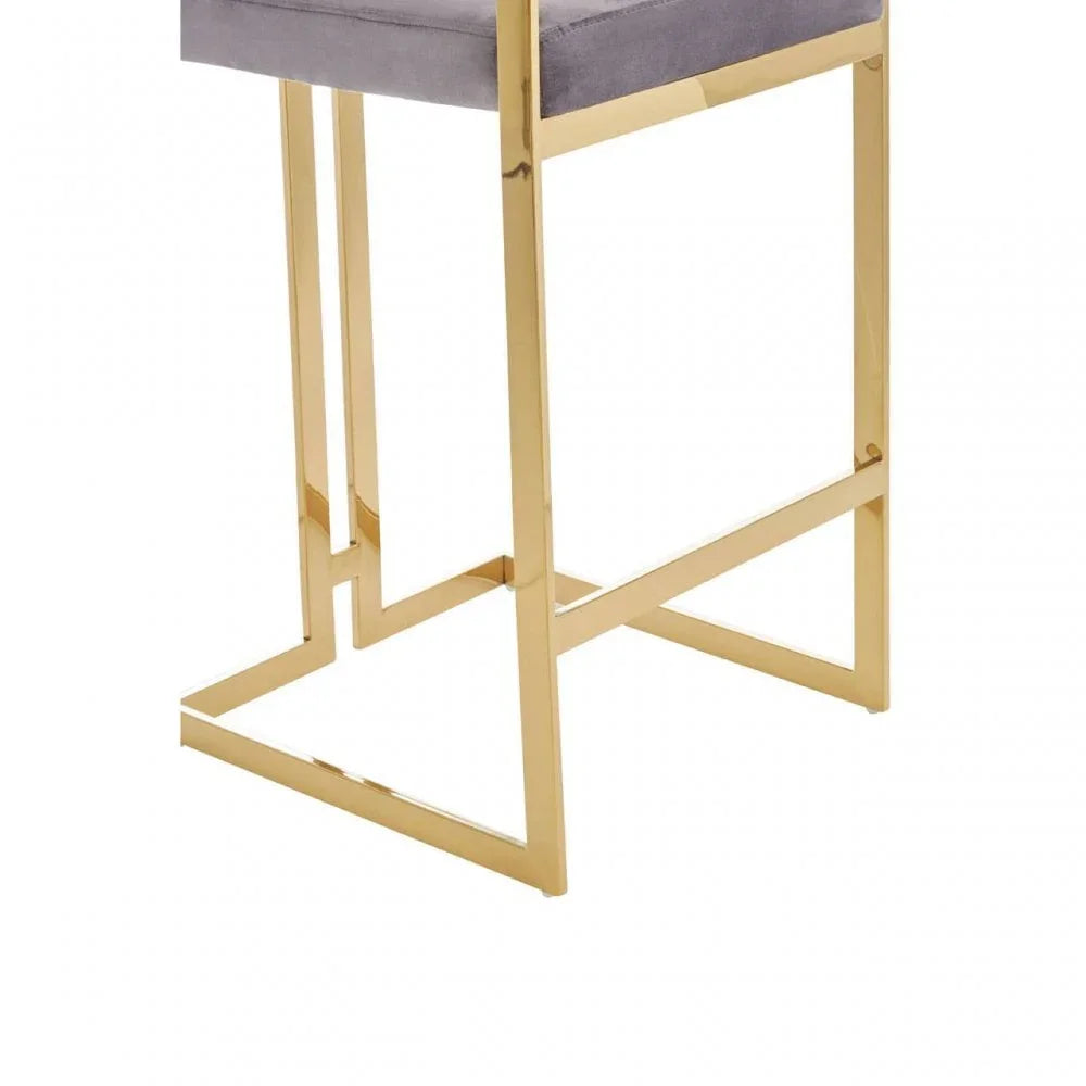 Flora Grey Velvet Bar Stool