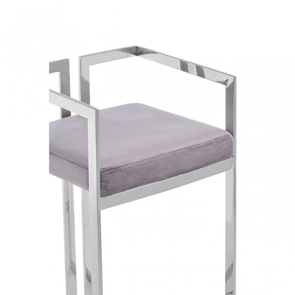 Flora Grey Velvet Bar Stool