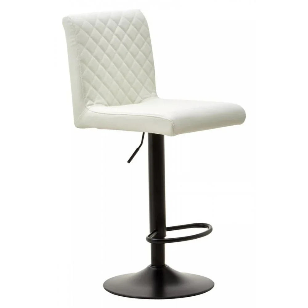 Elara High Back White Leather Effect Bar Chair