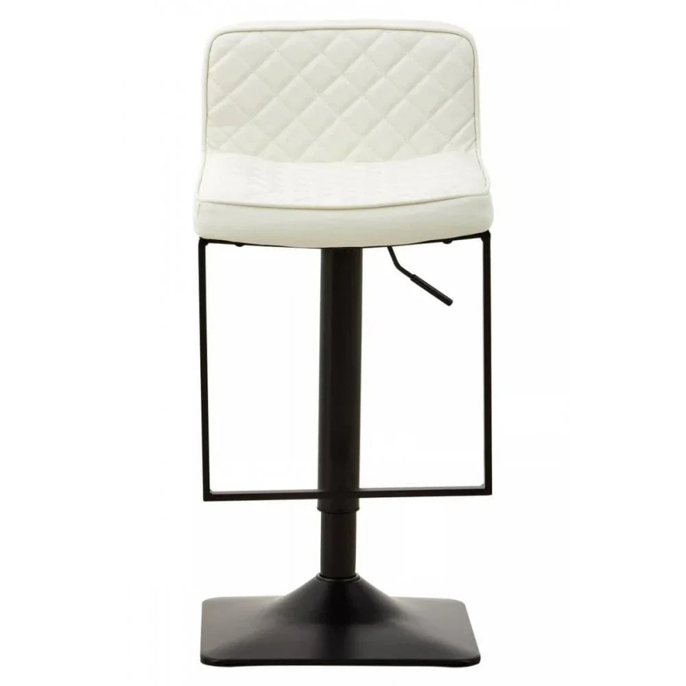 Elara White Leather Effect and Black Base Bar chair