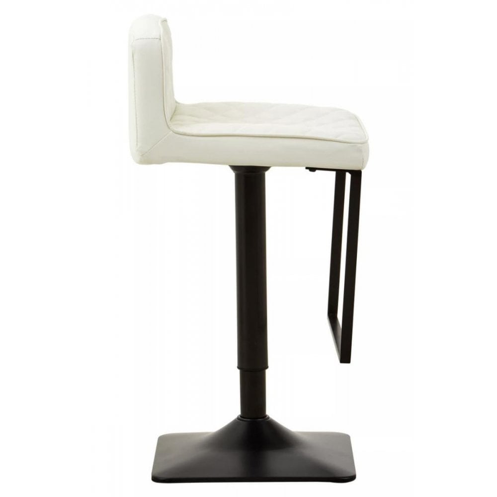 Elara White Leather Effect and Black Base Bar chair