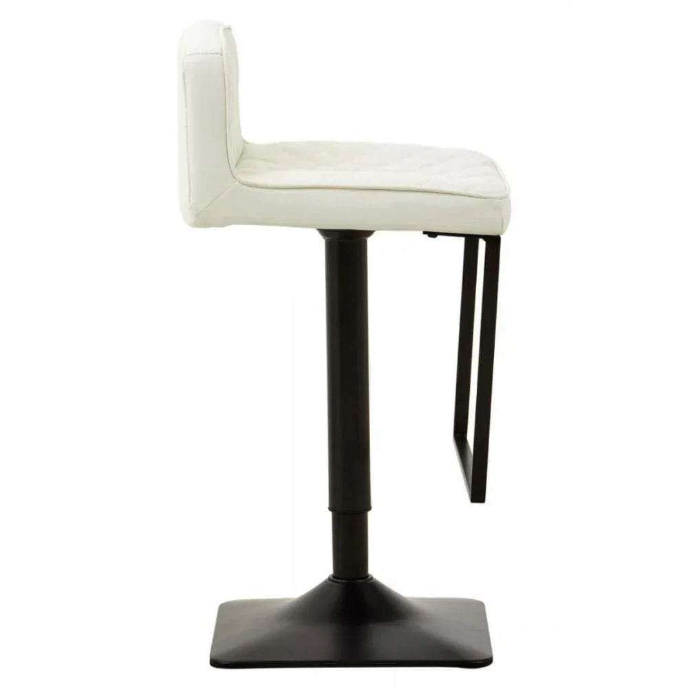Elara White Leather Effect and Black Base Bar chair