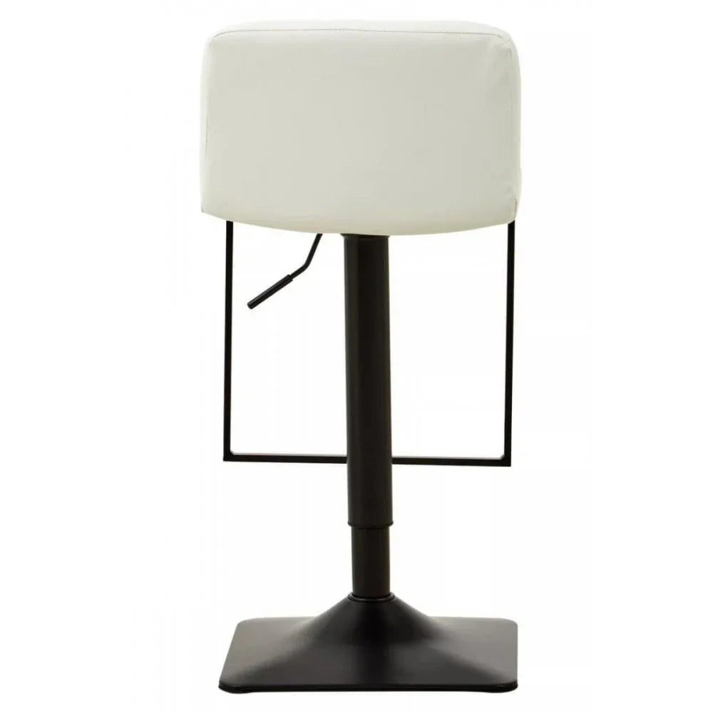 Elara White Leather Effect and Black Base Bar chair