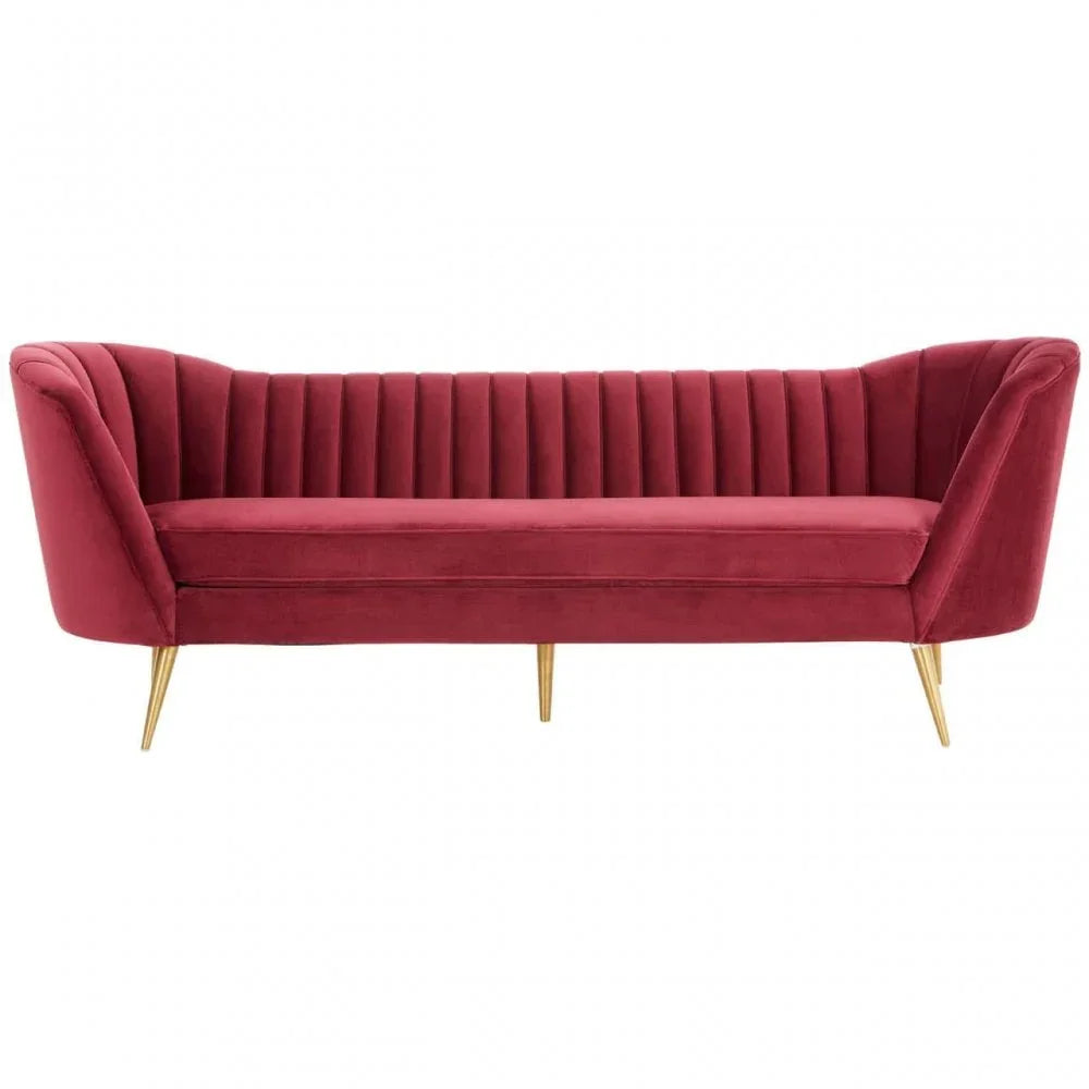 Baxter 3 Seat Wine Velvet Sofa