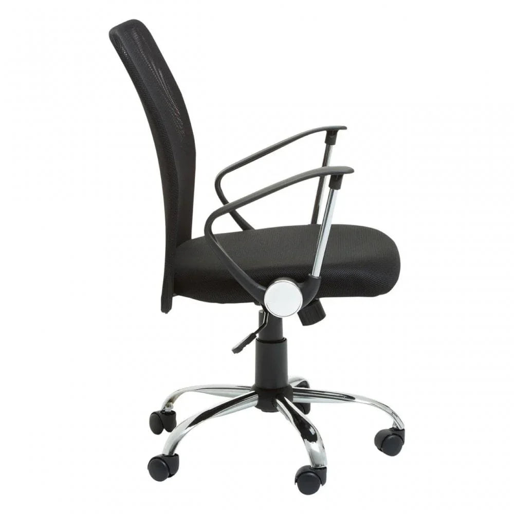 Orion Black Home Office Chair With Chrome Arms