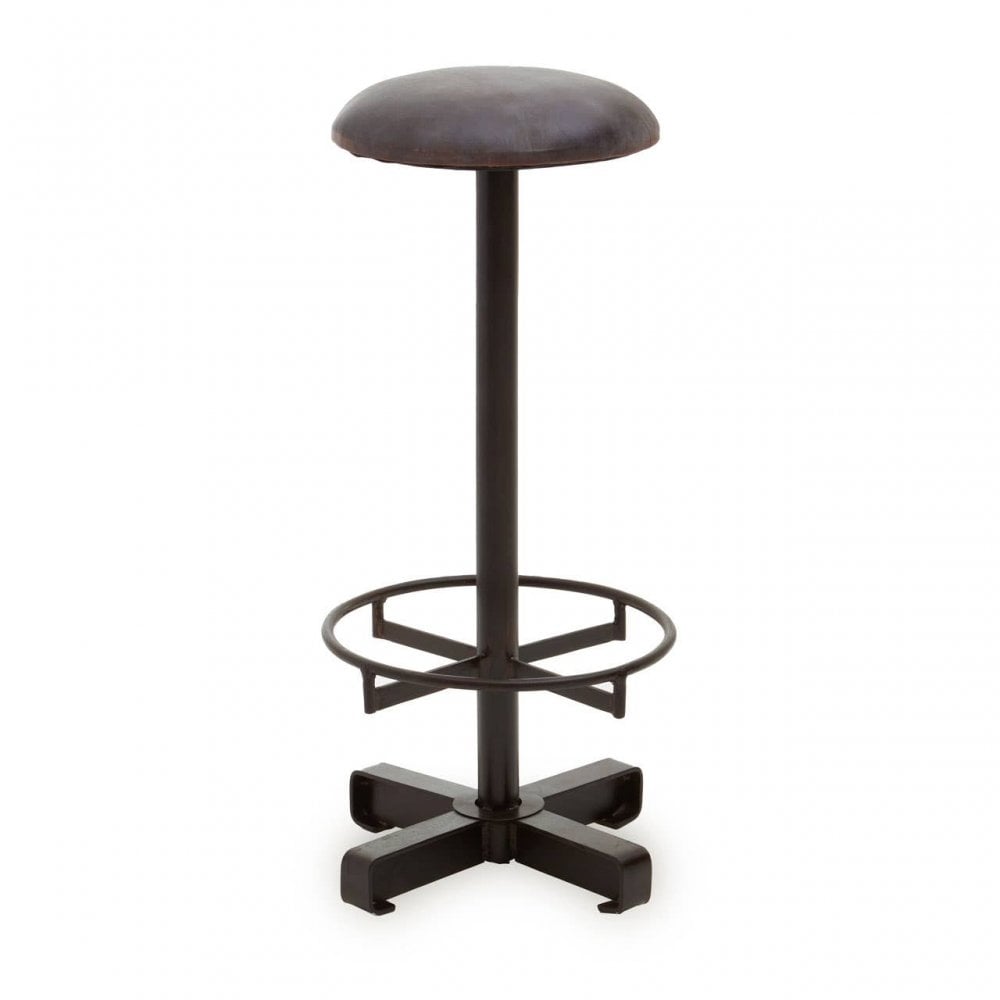 Bison Antique Blue Leather Bar Stool