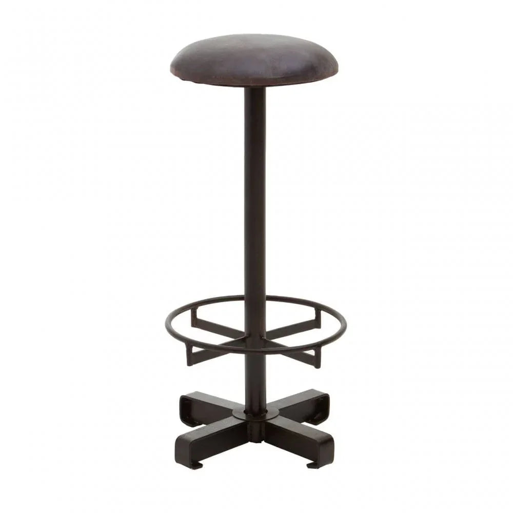 Bison Antique Blue Leather Bar Stool