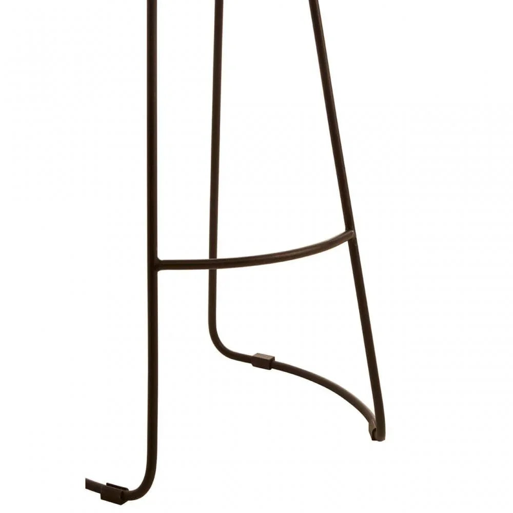 Bison Brown Leather And Iron Sled Base Stool