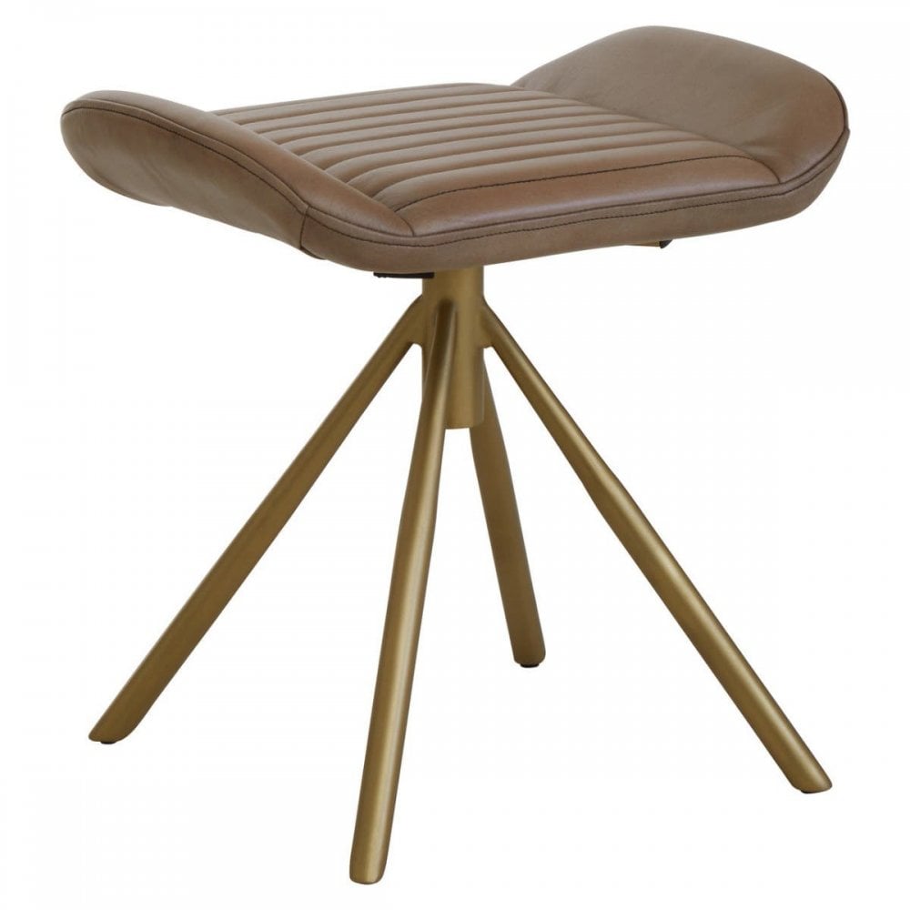 Bison Grey Leather Footstool