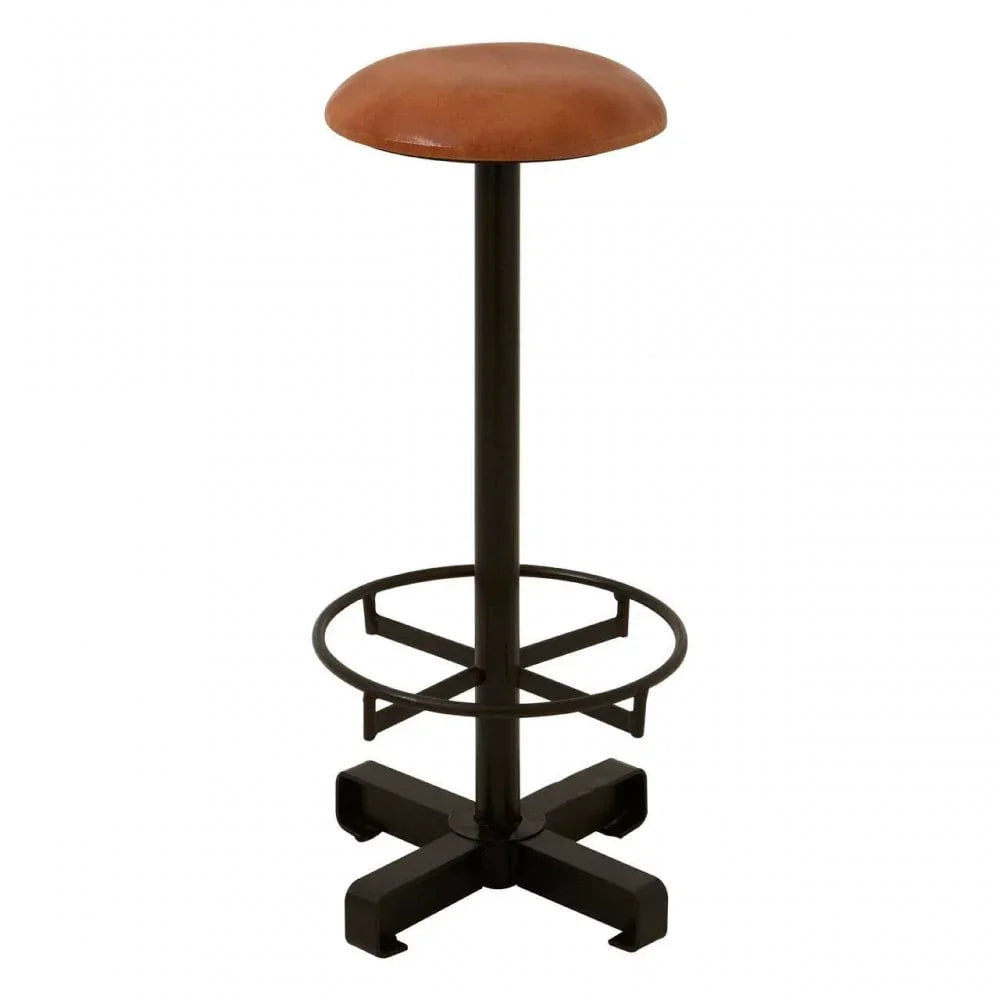 Bison Light Brown Leather Bar Stool