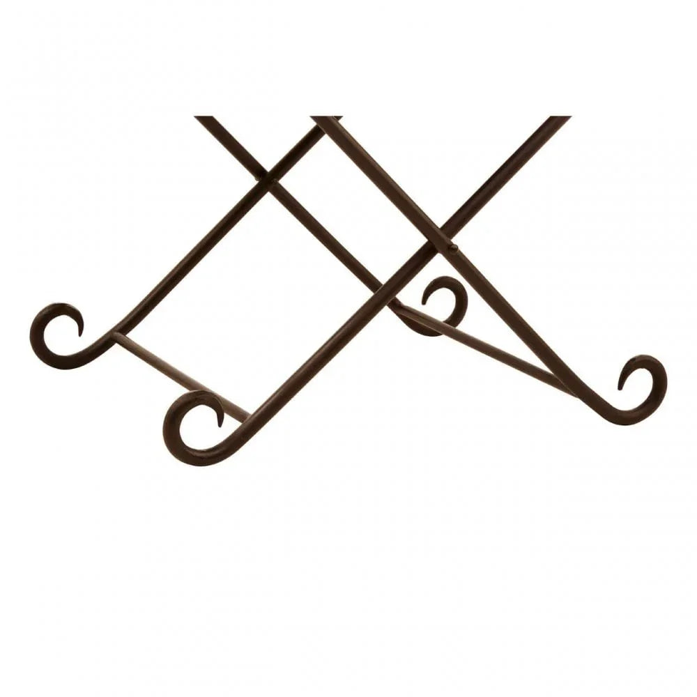 Bison Tan Leather And Iron Folding Stool