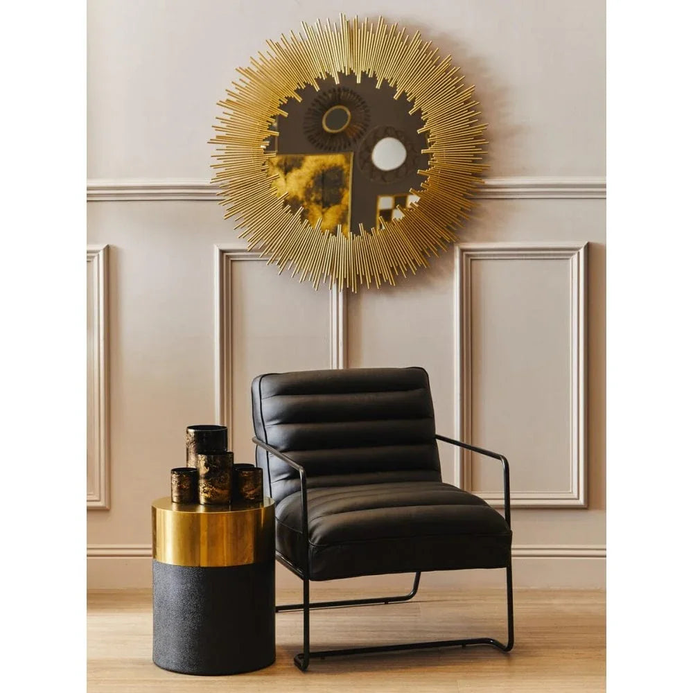 Cordoba Round Black Shagreen Stool