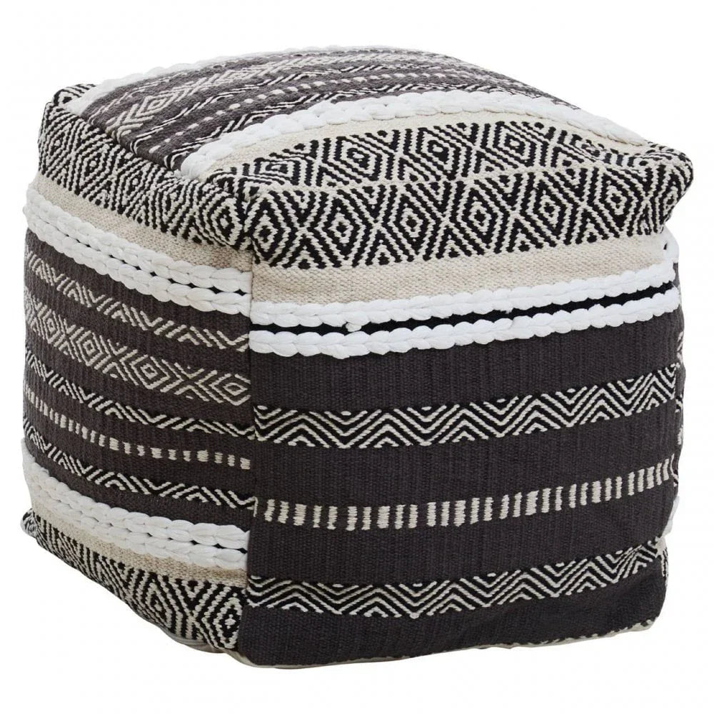 Safina Grey And White Pouffe