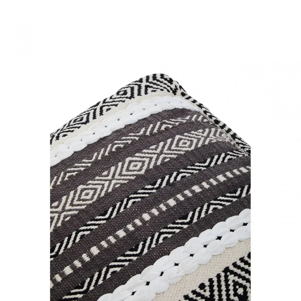 Safina Grey And White Pouffe